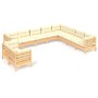 Muebles de jardín 10 pzas y cojines madera maciza de pino crema de , Conjuntos de jardín - Ref: Foro24-3096911, Precio: 877,0...