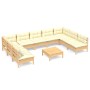 Muebles de jardín 10 pzas y cojines madera maciza de pino crema de , Conjuntos de jardín - Ref: Foro24-3097181, Precio: 836,4...