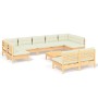 Muebles de jardín 10 pzas y cojines madera maciza de pino crema de , Conjuntos de jardín - Ref: Foro24-3097205, Precio: 836,4...