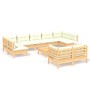 Muebles de jardín 10 pzas y cojines madera maciza de pino crema de , Conjuntos de jardín - Ref: Foro24-3097253, Precio: 855,4...