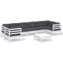 Muebles de jardín 8 pzas con cojines blanco madera de pino de , Conjuntos de jardín - Ref: Foro24-3097314, Precio: 750,76 €, ...