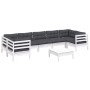 Muebles de jardín 8 pzas con cojines blanco madera de pino de , Conjuntos de jardín - Ref: Foro24-3097314, Precio: 750,76 €, ...