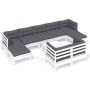 Muebles de jardín 10 pzas con cojines blanco madera maciza pino de , Conjuntos de jardín - Ref: Foro24-3097134, Precio: 888,8...