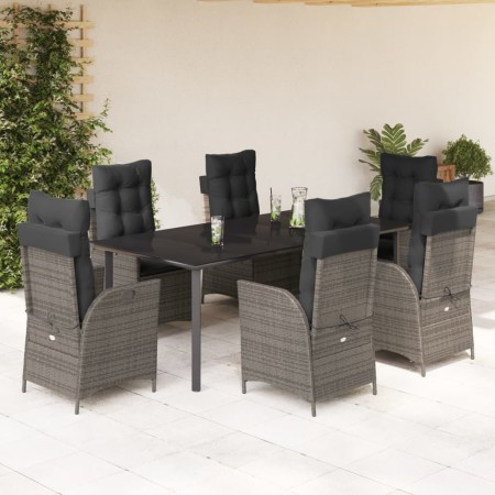 Set comedor jardín 7 pzas y cojines ratán sintético gris en Conjuntos de jardín | Comprar online en Foru.es