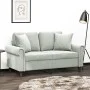 Sofá de 2 plazas con cojines terciopelo gris claro 120 cm de , Sofás - Ref: Foro24-3200935, Precio: 279,98 €, Descuento: %