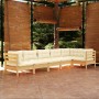 Muebles de jardín 6 pzas y cojines madera maciza de pino crema de , Conjuntos de jardín - Ref: Foro24-3096394, Precio: 539,31...