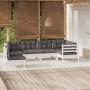 Muebles de jardín 6 pzas con cojines blanco madera de pino de , Conjuntos de jardín - Ref: Foro24-3096419, Precio: 561,28 €, ...