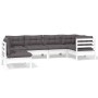 Muebles de jardín 6 pzas con cojines blanco madera de pino de , Conjuntos de jardín - Ref: Foro24-3096419, Precio: 561,28 €, ...
