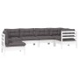Muebles de jardín 6 pzas con cojines blanco madera de pino de , Conjuntos de jardín - Ref: Foro24-3096419, Precio: 561,28 €, ...
