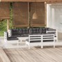 Muebles de jardín 8 pzas y cojines blanco madera maciza de pino de , Conjuntos de jardín - Ref: Foro24-3096467, Precio: 743,4...