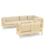 Muebles de jardín 7 pzas y cojines madera maciza de pino crema de , Conjuntos de jardín - Ref: Foro24-3096490, Precio: 596,77...