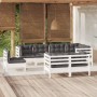 Muebles de jardín 8 pzas y cojines blanco madera maciza de pino de , Conjuntos de jardín - Ref: Foro24-3096515, Precio: 785,4...