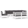 Muebles de jardín 8 pzas y cojines blanco madera maciza de pino de , Conjuntos de jardín - Ref: Foro24-3096515, Precio: 785,4...