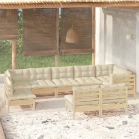 Garden furniture 9 pieces and cushions solid pine wood by , Garden sets - Ref: Foro24-3096478, Price: 710,88 €, Discount: %