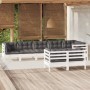 Muebles de jardín 8 pzas y cojines blanco madera maciza de pino de , Conjuntos de jardín - Ref: Foro24-3096503, Precio: 785,4...