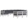 Muebles de jardín 9 pzas y cojines blanco madera maciza de pino de , Conjuntos de jardín - Ref: Foro24-3096768, Precio: 845,3...
