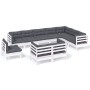 Muebles de jardín 10 pzas y cojines blanco madera maciza pino de , Conjuntos de jardín - Ref: Foro24-3096780, Precio: 928,37 ...
