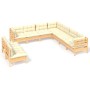 Muebles de jardín 9 pzas y cojines madera maciza de pino crema de , Conjuntos de jardín - Ref: Foro24-3096827, Precio: 770,29...