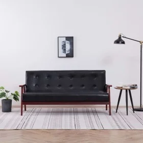 3 seater black synthetic leather sofa by vidaXL, Sofas - Ref: Foro24-248643, Price: 222,83 €, Discount: %