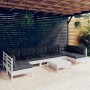 Muebles de jardín 8 pzas con cojines blanco madera maciza pino de , Conjuntos de jardín - Ref: Foro24-3097170, Precio: 708,78...