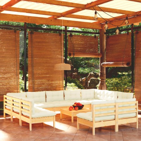Muebles de jardín 12 piezas y cojines madera maciza de pino de , Conjuntos de jardín - Ref: Foro24-3097217, Precio: 977,22 €,...