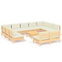 Muebles de jardín 12 piezas y cojines madera maciza de pino de , Conjuntos de jardín - Ref: Foro24-3097217, Precio: 977,22 €,...