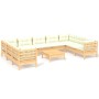 Muebles de jardín 10 piezas y cojines madera de pino crema de , Conjuntos de jardín - Ref: Foro24-3097325, Precio: 855,49 €, ...