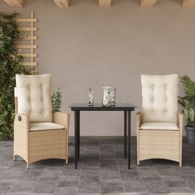 Set comedor de jardín 3 pzas con cojines ratán sintético beige en Conjuntos de jardín | Comprar online en Foru.es