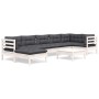Muebles de jardín 8 pzas y cojines blanco madera maciza de pino de , Conjuntos de jardín - Ref: Foro24-3096557, Precio: 737,9...