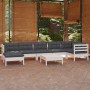 Muebles de jardín 8 pzas y cojines blanco madera maciza de pino de , Conjuntos de jardín - Ref: Foro24-3096557, Precio: 737,9...