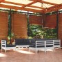 Muebles de jardín 10 pzas y cojines blanco madera maciza de pino de , Conjuntos de jardín - Ref: Foro24-3096756, Precio: 886,...