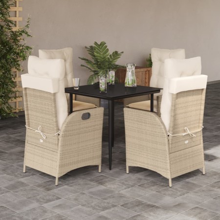 Set comedor de jardín 5 pzas con cojines ratán sintético beige en Conjuntos de jardín | Comprar online en Foru.es