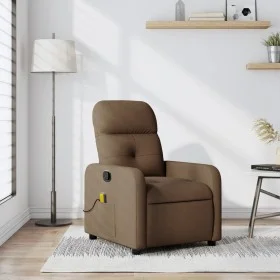Sillón reclinable con masaje de tela marrón de , Sillones - Ref: Foro24-374210, Precio: 218,54 €, Descuento: %