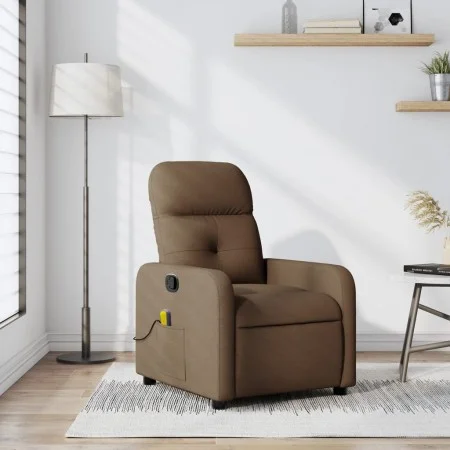 Sillón reclinable con masaje de tela marrón de , Sillones - Ref: Foro24-374210, Precio: 218,54 €, Descuento: %