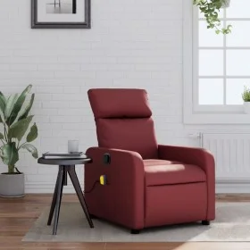 Sillón de masaje reclinable cuero sintético rojo tinto de , Sillones - Ref: Foro24-374194, Precio: 249,90 €, Descuento: %