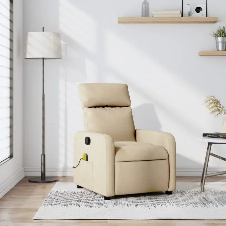 Sillón de masaje reclinable de tela crema de , Sillones - Ref: Foro24-374182, Precio: 225,19 €, Descuento: %