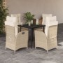 Set comedor de jardín 5 pzas con cojines ratán sintético beige en Conjuntos de jardín | Comprar online en Foru.es