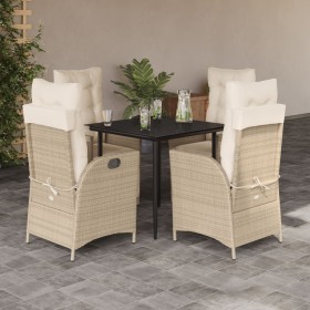 Set comedor de jardín 5 pzas con cojines ratán sintético beige en Conjuntos de jardín | Comprar online en Foru.es