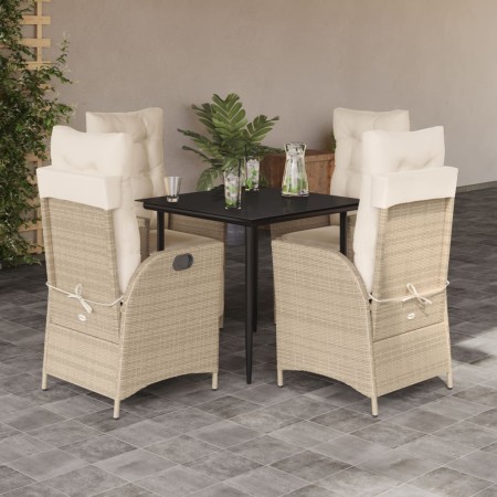 Set comedor de jardín 5 pzas con cojines ratán sintético beige en Conjuntos de jardín | Comprar online en Foru.es