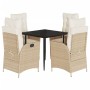 Set comedor de jardín 5 pzas con cojines ratán sintético beige en Conjuntos de jardín | Comprar online en Foru.es