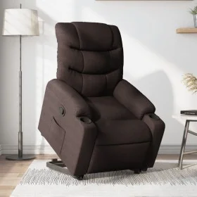 Sillón reclinable elevable tela marrón oscuro de , Sillones - Ref: Foro24-3206650, Precio: 329,42 €, Descuento: %