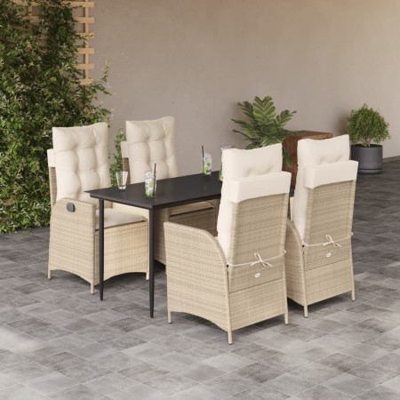 Set comedor de jardín 5 pzas con cojines ratán sintético beige en Conjuntos de jardín | Comprar online en Foru.es