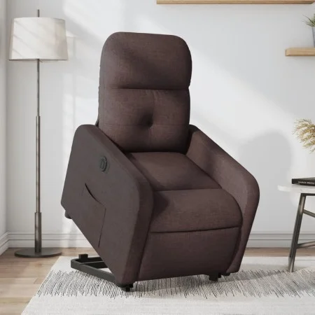 Sillón eléctrico reclinable elevable de tela marrón oscuro de , Sillones - Ref: Foro24-3206818, Precio: 320,66 €, Descuento: %