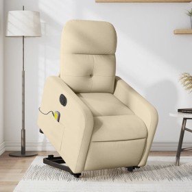 Sillón de masaje eléctrico reclinable elevable tela crema de , Sillones - Ref: Foro24-3206830, Precio: 317,53 €, Descuento: %