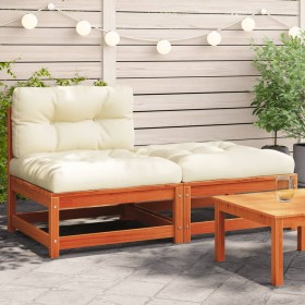 Sofá de jardín sin reposabrazos con cojines y reposapiés de , Sofás modulares de exterior - Ref: Foro24-838130, Precio: 144,1...
