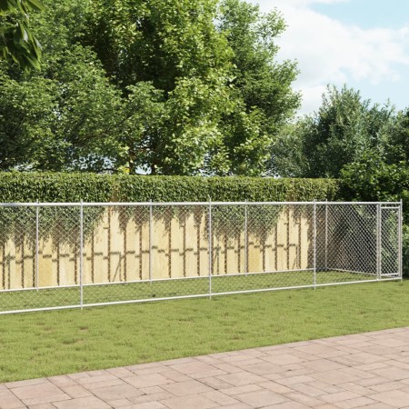 Jaula de perros con puerta acero galvanizado gris 10x2x1,5 m de , Casetas y cercados para perros - Ref: Foro24-3209581, Preci...