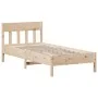Bed frame with solid pine wood headboard 90x190 cm by , Beds and slatted bases - Ref: Foro24-842674, Price: 105,42 €, Discoun...
