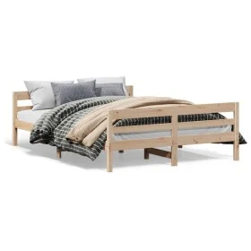 Estructura de cama con cabecero madera maciza pino 120x200 cm de , Camas y somieres - Ref: Foro24-842790, Precio: 146,02 €, D...