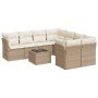 Set de sofás de jardín 9 pzas con cojines ratán sintético beige de , Conjuntos de jardín - Ref: Foro24-3249157, Precio: 630,8...