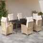 Set comedor de jardín 7 pzas con cojines ratán sintético beige en Conjuntos de jardín | Comprar online en Foru.es
